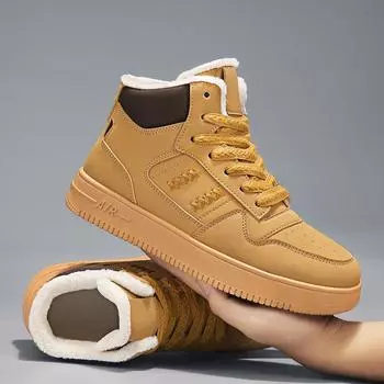 Туфли на толстой подошве с высоким берцем, мужские осенние нескользящие спортивные туфли пшеничного цвета, модная повседневная обувь 39