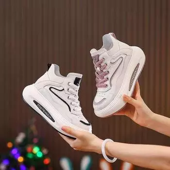 Туфли на толстой подошве с высоким берцем, маленькие белые папины туфли, женская осенняя обувь 2024 года, дышащая и универсальная повседневная спортивная женская обувь 35