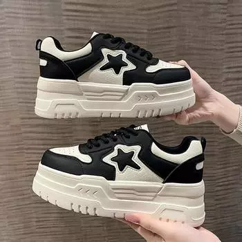 Туфли на толстой подошве, увеличивающие рост, кожаные белые туфли, детские весенне-летние новые кроссовки для отдыха на платформе 35