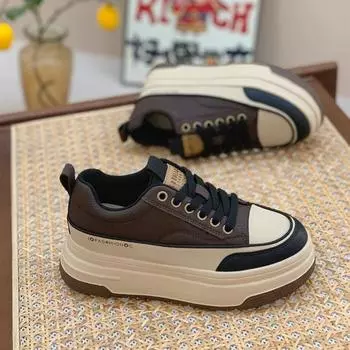 Туфли на толстой подошве в стиле ретро с увеличенной высотой каблука женские туфли-сдобы, сто одинаковых по размеру, маленькие повседневные белые туфли 34