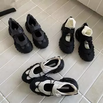 Туфли на толстой подошве во французском стиле для женщин, осень Туфли Мэри Джейн, Туфли Le Fu Dou Dou, Черный модный тренд 35 чёрный