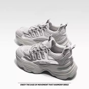 Туфли на толстой подошве, женская обувь, модная, легкая, дышащая, спортивная, повседневная обувь 34 золотой