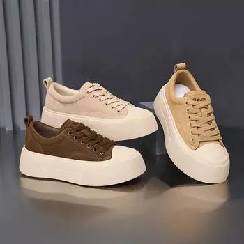 Туфли на толстой подошве женские осенние новые маленькие повседневные белые туфли с мягкой подошвой 35