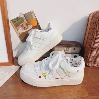 Туфли на толстой подошве женские весна и осень новые универсальные спортивные и повседневные туфли с большой головкой 35 белый