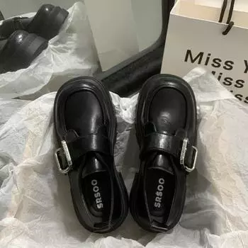 Туфли на толстом каблуке женские осенние ретро туфли Мэри Джейн с толстой подошвой для увеличения роста A Stirrups Le Fu Single Shoes 35 коричневый