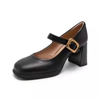 Туфли на толстом каблуке, женские, весенние, новые, в британском стиле, женские туфли на высоком каблуке, с неглубокой пряжкой, туфли Мэри Джейн 34 хаки