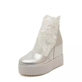 Туфли на высоком каблуке 11 см, женская обувь, толстая подошва из бисквита с увеличенной высотой внутри, босоножки «рыбий рот», женские милые кружевные водонепроницаемые туфли на платформе с высоким каблуком 39