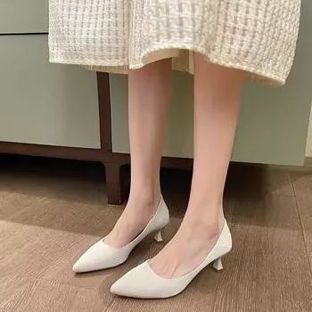 Туфли на высоком каблуке, черные профессиональные рабочие туфли с острым носком, женская обувь оверсайз. 35 чёрный