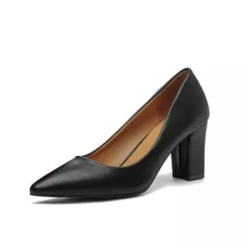 Туфли на высоком каблуке для Европы и США, женские весенне-осенние 2024 г., новые толстые замшевые туфли с острыми концами, модные простые рабочие туфли 35