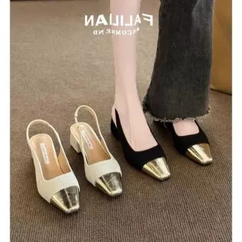 Туфли на высоком каблуке французские маленькие женские босоножки Xiaoxiangfeng весна-лето 2025 года, новые темпераментные туфли с квадратной головкой и юбкой 35