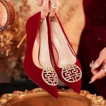 Туфли на высоком каблуке из замши с острыми краями Happy Word красные туфли на высоком каблуке темпераментные праздничные свадебные туфли свадебные туфли подружки невесты 34