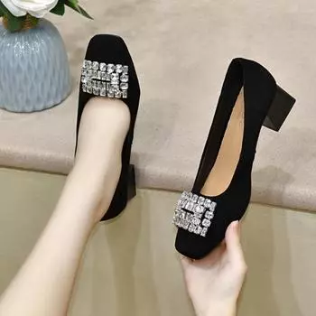 Туфли на высоком каблуке, модные туфли 34 чёрный