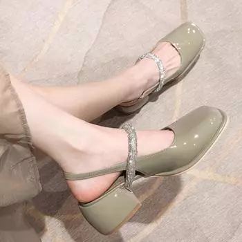 Туфли на высоком каблуке с квадратной головкой и неглубоким носком, женские, 2024, новые, модные, простые, удобные, винтажные, универсальные, осенние, на высоком каблуке 35