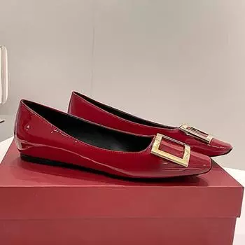 Туфли на высоком каблуке с квадратной пряжкой, квадратный носок, лакированная кожа, туфли-лодочки на толстом каблуке, женские туфли на среднем каблуке, плоские женские туфли на каблуках, женские туфли 2024 года, новинка 33