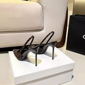 Туфли на высоком каблуке с металлическим железным наконечником и леопардовым принтом, женские, осень-зима 2024 года, новый нишевый дизайн, неглубокий носок 34 цветной печати леопарда