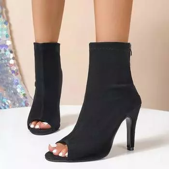Туфли на высоком каблуке с открытым носком, женские классные ботинки до щиколотки, сексуальные дизайнерские туфли, модные новые тенденции 2024 года, осенние туфли-лодочки, вечерние платья, женские туфли Zapatos 35 чёрный