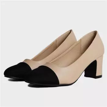Туфли на высоком каблуке Tendencia Women Crude Heel для женщин, нескользящие, на плоской подошве, разноцветные туфли-лодочки для офиса 35