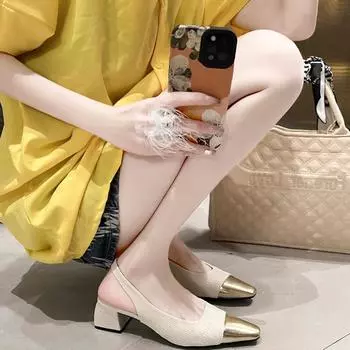 Туфли на высоком каблуке в стиле ретро Evening Wind Summer 2025 French Xiaoxiangfeng Sandals Premium Slim Tip with Skirt Women Shoes 35