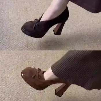 Туфли на высоком каблуке в стиле ретро женские 2024 весна новые французский темперамент светский стиль не уставшие ноги высокие чувственные одинарные туфли 35 чёрный