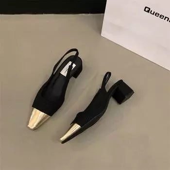 Туфли на высоком каблуке в стиле ретро Evening Breeze Spring 2025 года, французские босоножки Xiaoxiangfeng, женские туфли с заостренным носком и юбкой 35