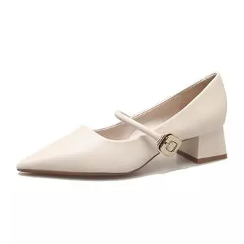 Туфли на высоком каблуке женские с острым носком из мягкой кожи женские модные туфли на плоской подошве с круглой пряжкой на платформе 35