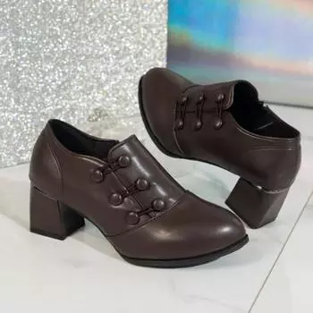Туфли на высоком каблуке женские с острым носком дизайнерские массивные ретро-лоферы обувь осень 2024 оксфорды женские повседневные туфли для ходьбы Zapatos 35 чёрный