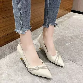 Туфли на высоком каблуке женские с вечерними туфлями 2025 года, новый осенний дизайн, нишевая остроносая французская обувь знаменитостей 34