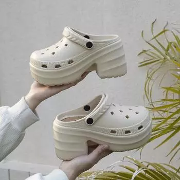 Туфли на высоком каблуке женские сабо летние модные босоножки на платформе Eva с толстой подошвой садовые туфли женские нескользящие пляжные сандалии 35-36