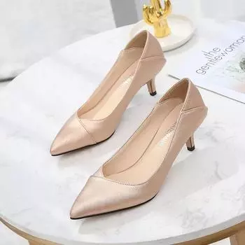 Туфли на высоком каблуке женские туфли-лодочки элегантные офисные женские туфли брендовые женские туфли для вечеринок с острым носком средний каблук 5 см плюс размер 42 D131 35 абрикосовый