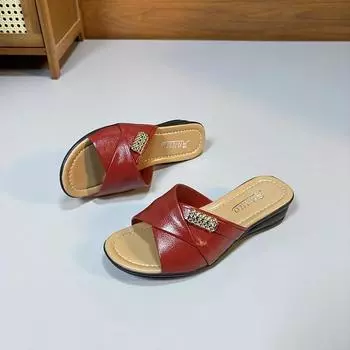 Туфли на высоком каблуке, женские туфли на платформе, туфли на танкетке, летние босоножки с открытым носком, модные новые шлепанцы, пляжные туфли с открытой пяткой 36 бежевый