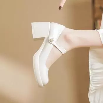 Туфли на высоком каблуке женские туфли на платформе в британском стиле кожаные туфли ципао одинарные туфли французские женские туфли Мэри Джейн 35 грязно-белый