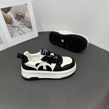 Туфли Panda Shoes Платформа Белые Туфли Детские Весна и Осень Новые Шнуровка Универсальные Повседневные Туфли Модные Туфли Bread Shoes Тренд 35 королевский синий