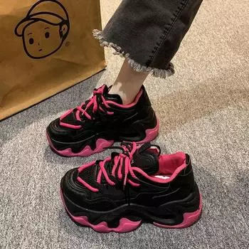 Туфли Paris Daddy на толстой подошве для женщин, подчеркивающие маленькие ножки, 2025, новые легкие дышащие туфли, кроссовки для женщин 35