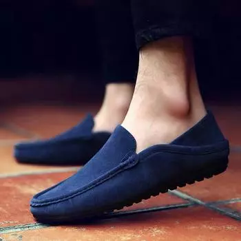 Туфли Peas Slip-On повседневная обувь Новая весенняя корейская версия ленивой матовой кожи молодежные туфли для вождения мужская обувь 7 чёрный