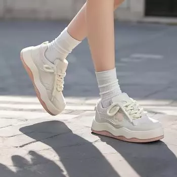 Туфли Pink Star Little Fragrance Little White для девочек 2025 года, новые студенческие туфли с толстой подошвой, универсальные спортивные туфли для сноуборда 35 зелёный