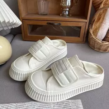 Туфли-полуботинки Magic Stick Canvas с двумя способами ношения, женские, весна-лето, новые универсальные полутапочки для студентов, универсальные белые туфли 35 бежевый