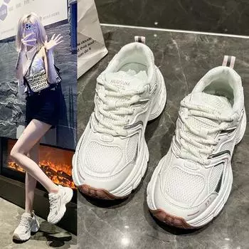 Туфли Pops с толстой подошвой, женские, летние, сетчатые, дышащие, крутые, для студентов, универсальные, одинарные, сетчатые, спортивные, повседневные туфли 35 розы красного