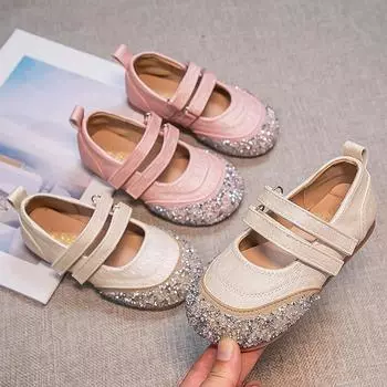 Туфли принцессы Aisha Crystal, новые детские туфли, кожаные туфли для маленьких девочек, мягкие однотонные туфли для девочек 26 розовый