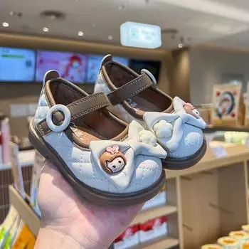 Туфли принцессы для девочек, новые детские маленькие кожаные туфли, милые туфли для маленьких девочек в западном стиле, туфли для малышей 16 чёрный