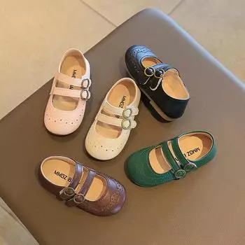 Туфли принцессы для девочек. Танцевальная обувь для девочек. Кожаная обувь для девочек от 2 до 6 лет. 21 чёрный