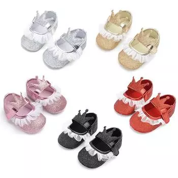 Туфли принцессы для маленьких девочек, детская обувь с марлевым краем и короной, на мягкой подошве 13