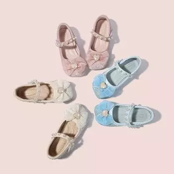 Туфли принцессы из хрусталя, весенние розовые туфли для девочек, модные кожаные туфли с бантом, мягкая подошва, детская обувь, высококачественные рабочие туфли 22-insole15cm синий