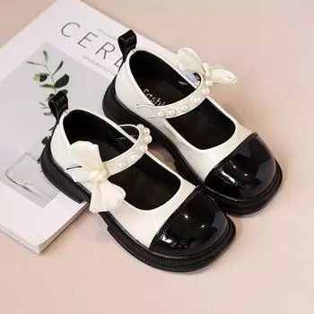 Туфли принцессы из кожи для девочек Туфли Мэри Джейн на мягкой подошве Стильные туфли для выступлений Туфли для студентов 26