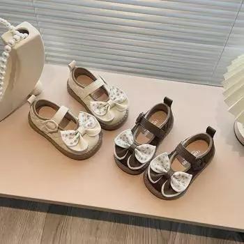 Туфли принцессы из нескользящей кожи для девочек весна 2025 г. Sizes 21-25, Pack of 5 темно-коричневого