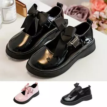 Туфли принцессы Обувь для девочек Маленькие кожаные туфли на мягкой подошве Одинарные туфли 37 розовый