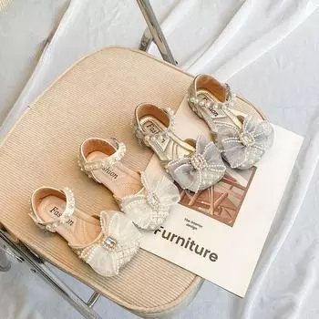 Туфли принцессы с бантом для девочек, весна 2023, модные детские сандалии 21
