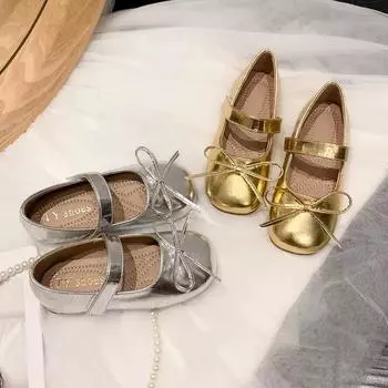 Туфли принцессы с бантом для маленькой девочки 23 золотой