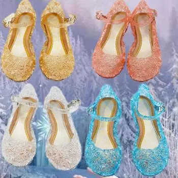 Туфли принцессы с кристаллами для девочек 3-6 лет, летние дышащие сандалии с открытыми отверстиями, обувь для выступлений 28