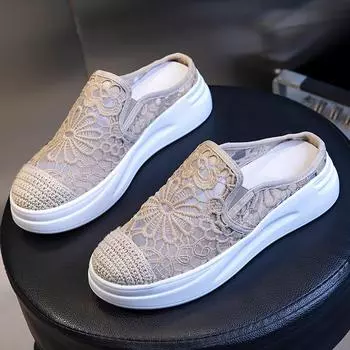 Туфли рыбака полушлепанцы женские летние 2025 новая летняя мода легкие повседневные на плоской подошве с закрытым носком женские туфли сандалии 35