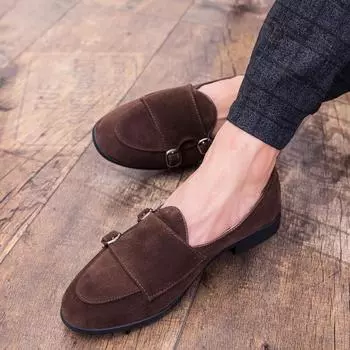 Туфли с двойным ремешком Monk Brown Dress Loafers Мужские туфли Итальянское свадебное платье 2024 Офисные туфли для парикмахеров Мужские формальные платья 6 чёрный